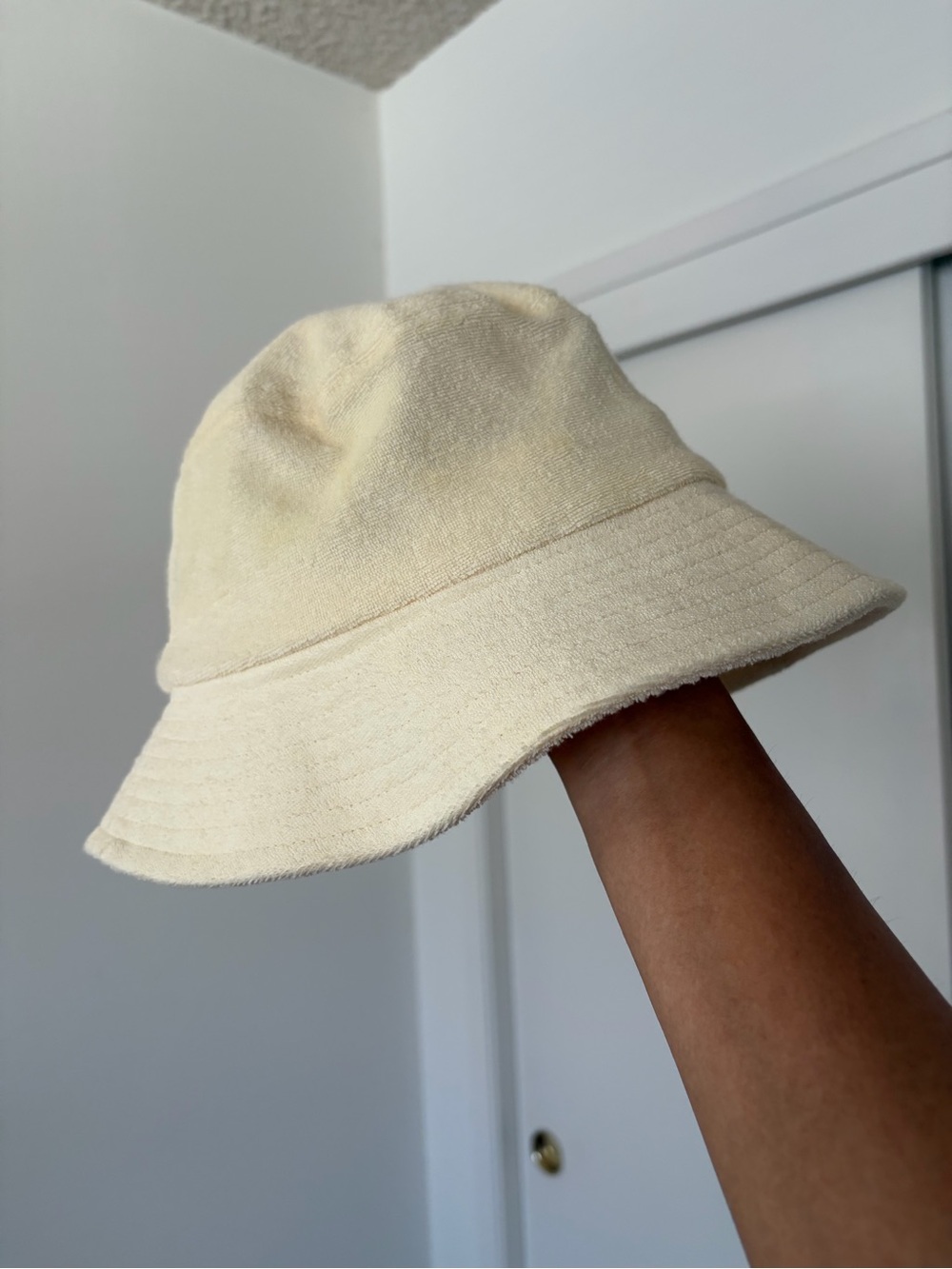 Princess Polly summer salt terry bucket hat cream